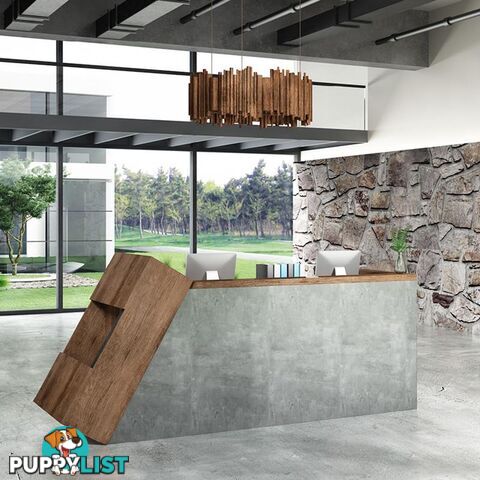 QUADE Reception Desk Right Panel 2.0M - Warm Oak & Concrete Color - WF-RT002-R-M - 9334719004617