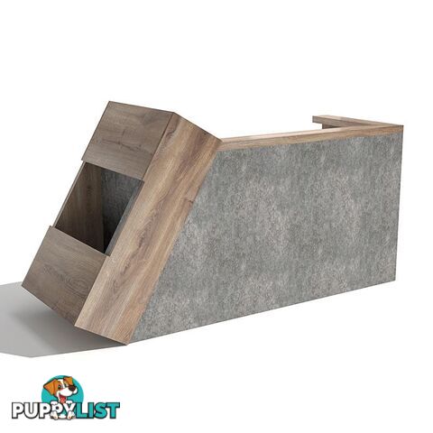 QUADE Reception Desk Right Panel 2.0M - Warm Oak & Concrete Color - WF-RT002-R-M - 9334719004617