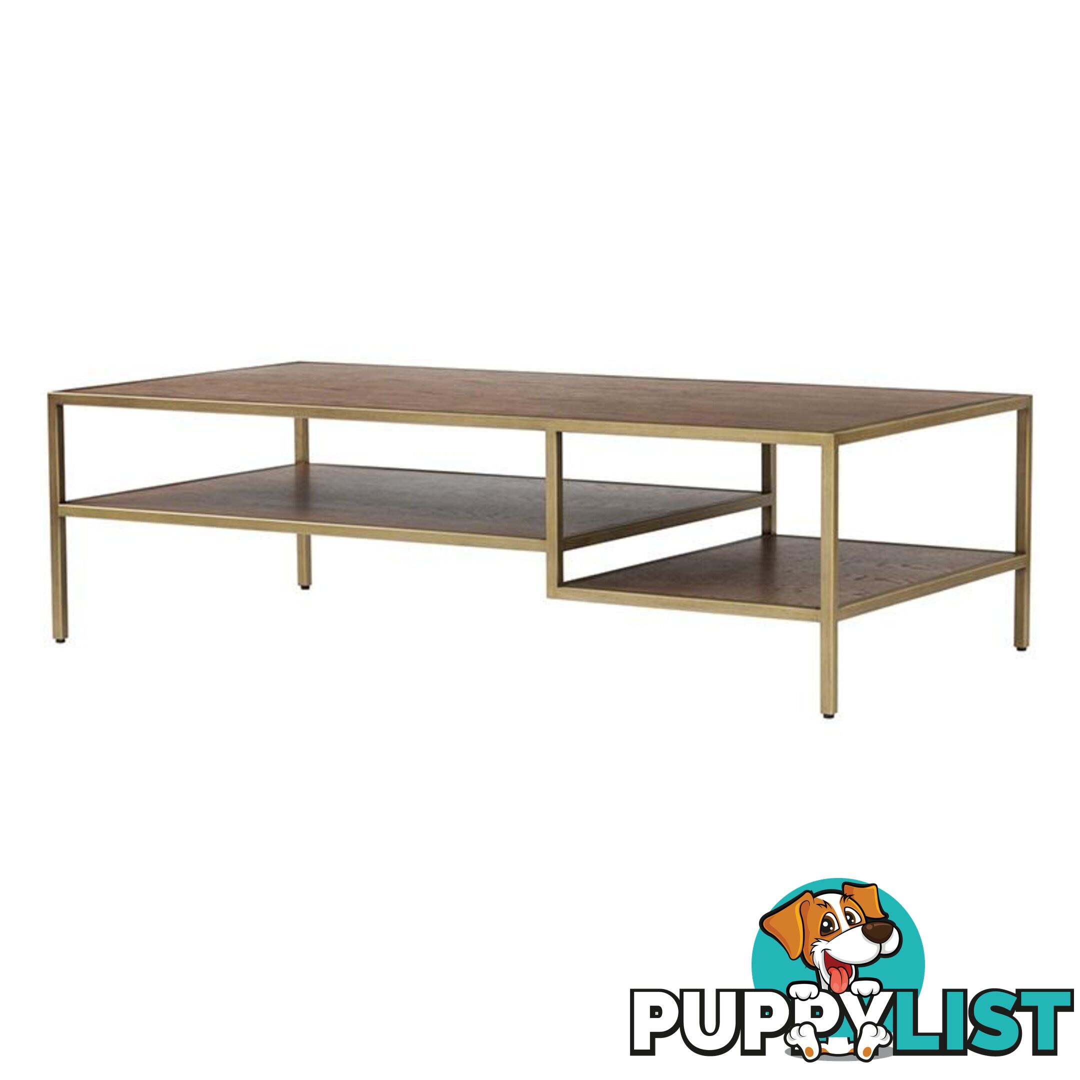 WILLINGHAM Coffee Table 140cm - Brass & Wood - 134042 - 9334719000596