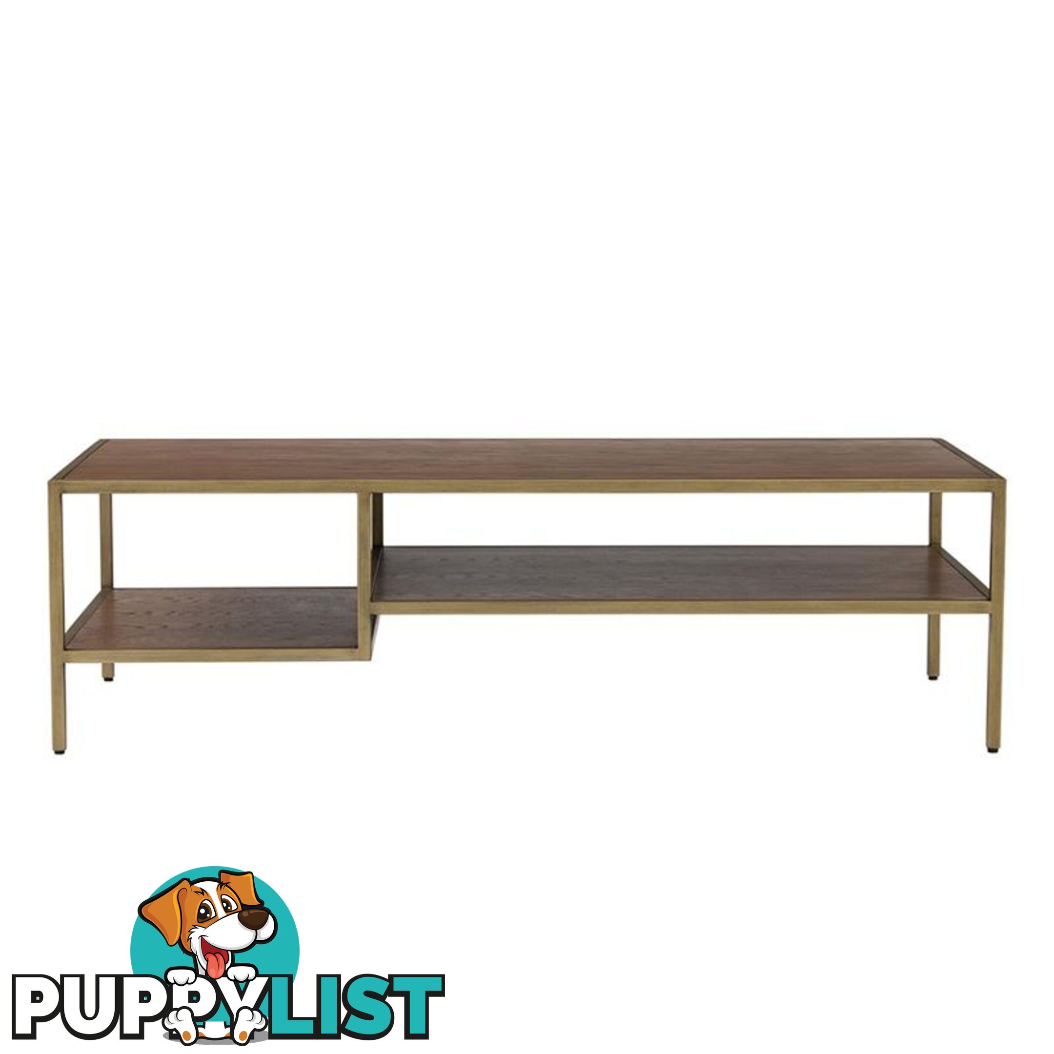 WILLINGHAM Coffee Table 140cm - Brass & Wood - 134042 - 9334719000596