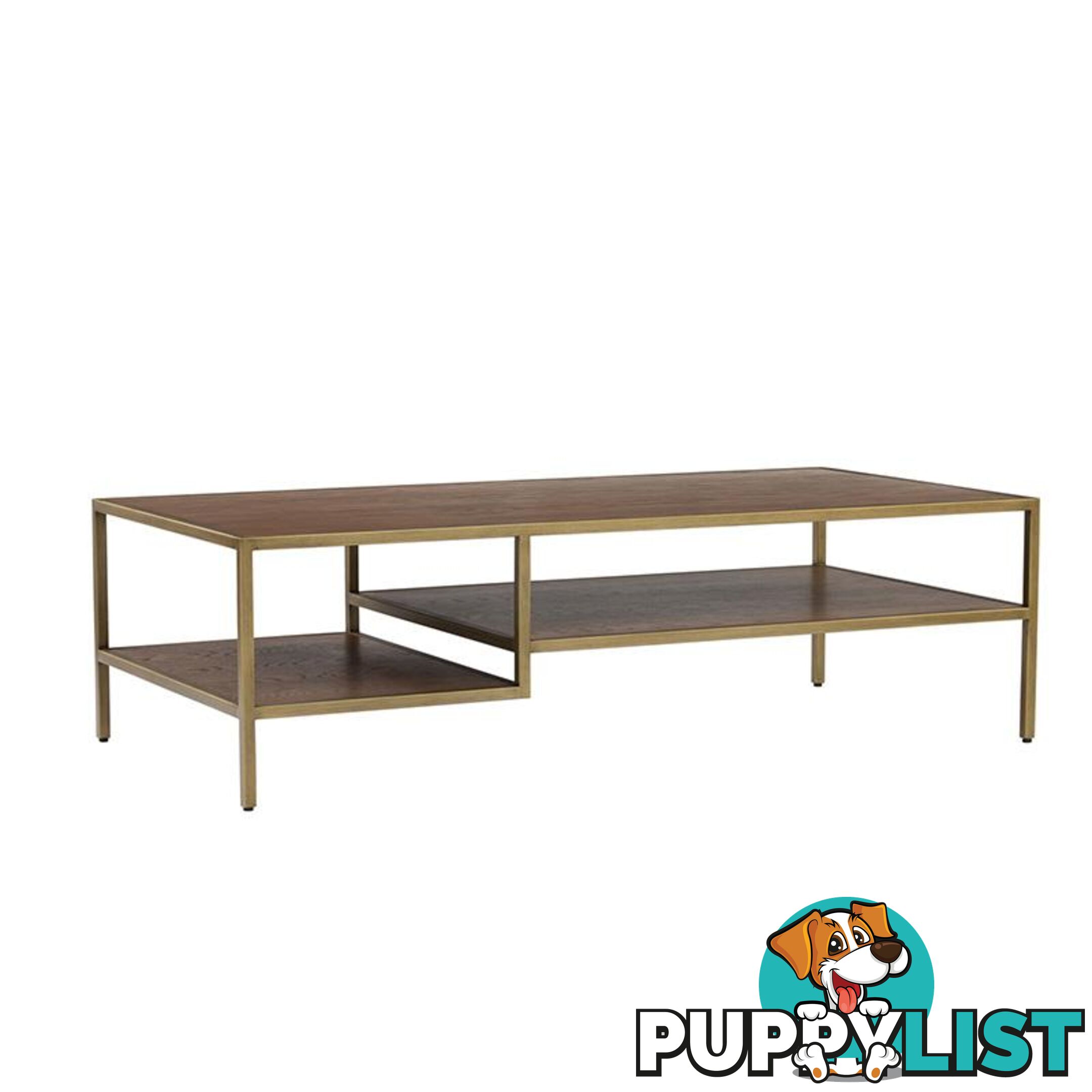 WILLINGHAM Coffee Table 140cm - Brass & Wood - 134042 - 9334719000596