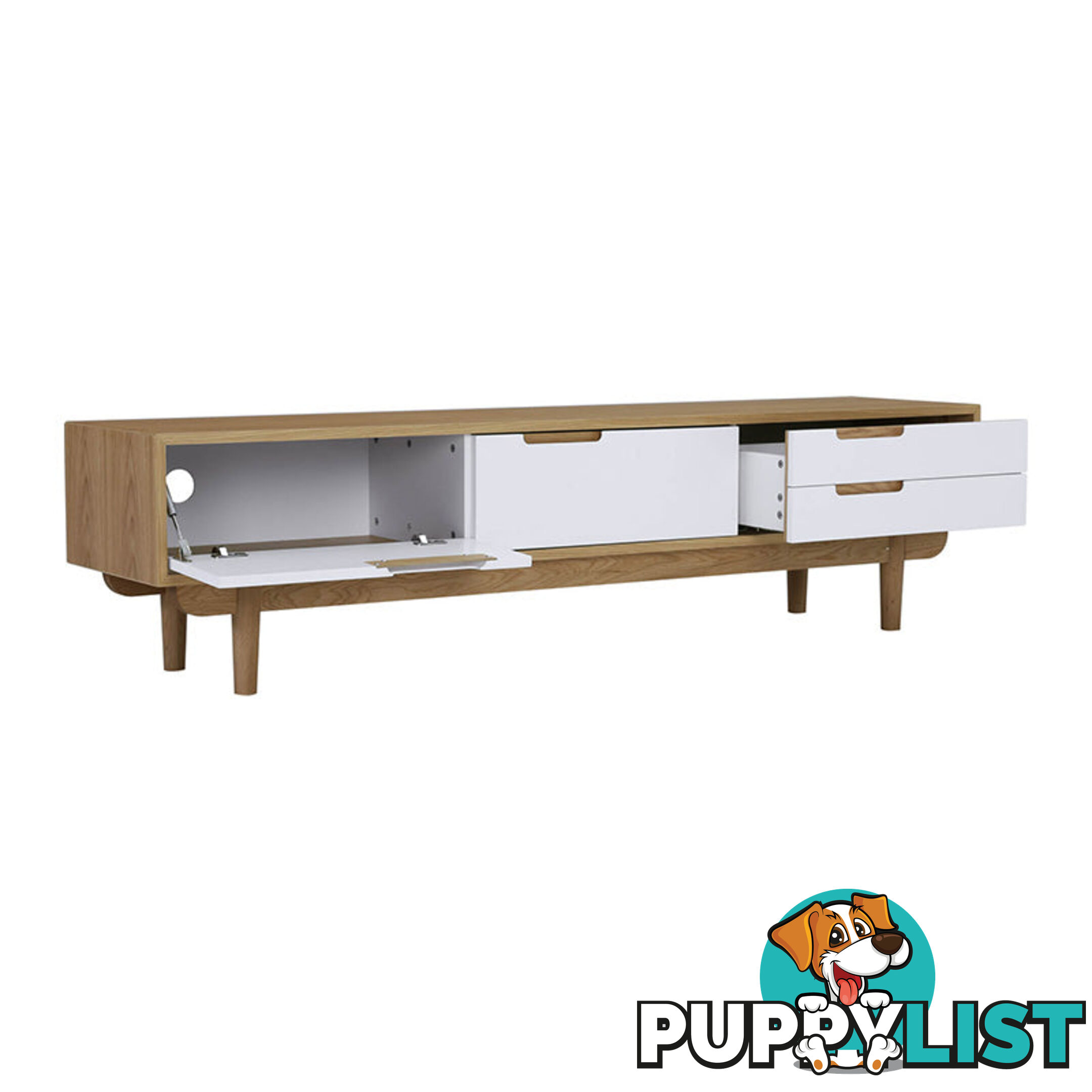 NAKULA Entertainment TV Unit 185.5cm - Natural & White - 336055 - 9334719012162