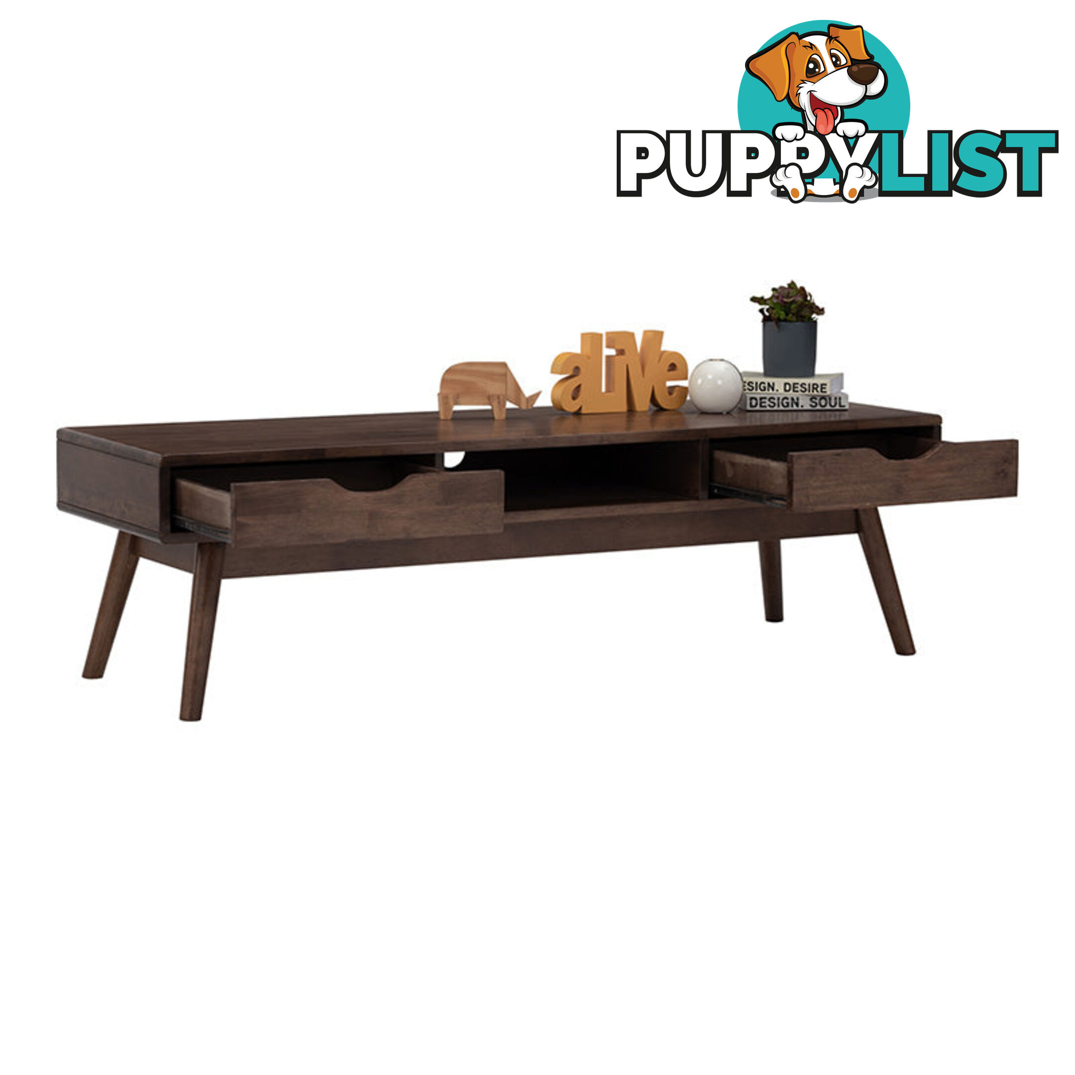 LAMAR Entertainment TV Unit with 2 Drawers 150cm - Walnut - 335026 - 9334719011783