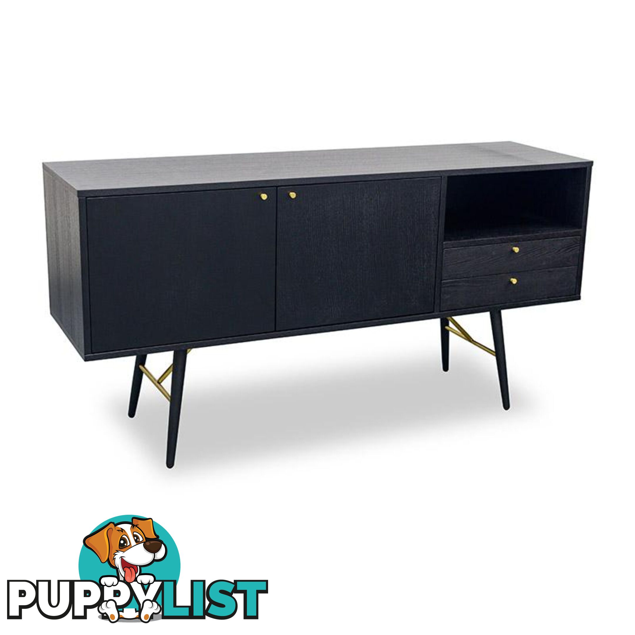 OMARI Sideboard 160cm - Black - DI-J9580-1 - 9334719001920