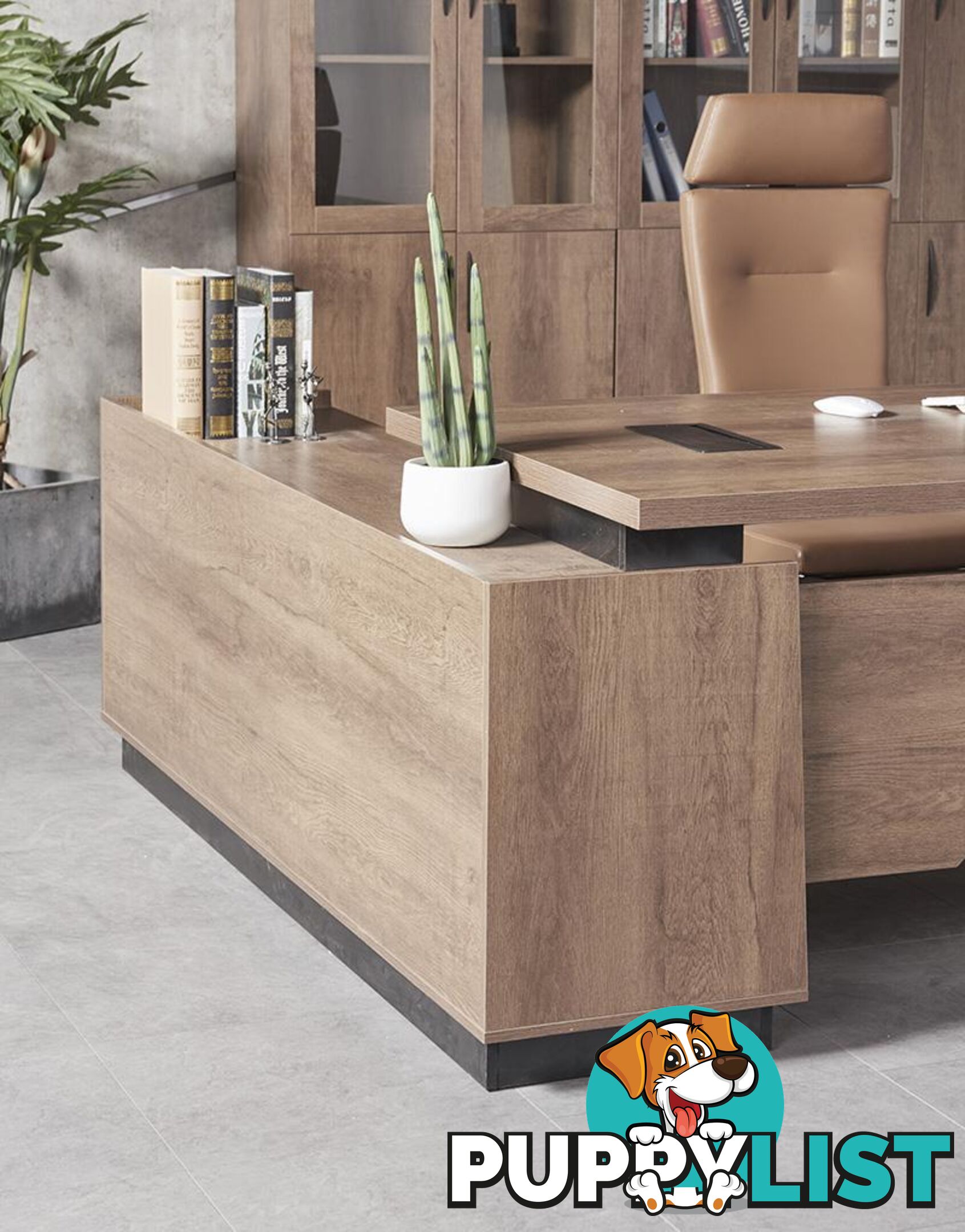 SUTTON Executive Desk with Right Return 1.8M - 2.0M - Warm Oak & Black - WF-M2507-R - 9334719011486