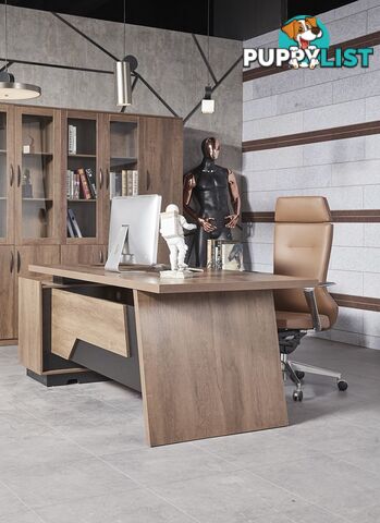 SUTTON Executive Desk with Right Return 1.8M - 2.0M - Warm Oak & Black - WF-M2507-R - 9334719011486