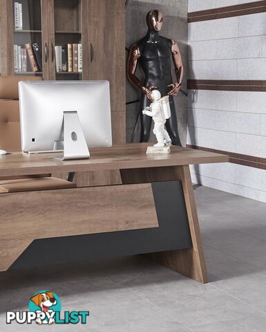 SUTTON Executive Desk with Right Return 1.8M - 2.0M - Warm Oak & Black - WF-M2507-R - 9334719011486