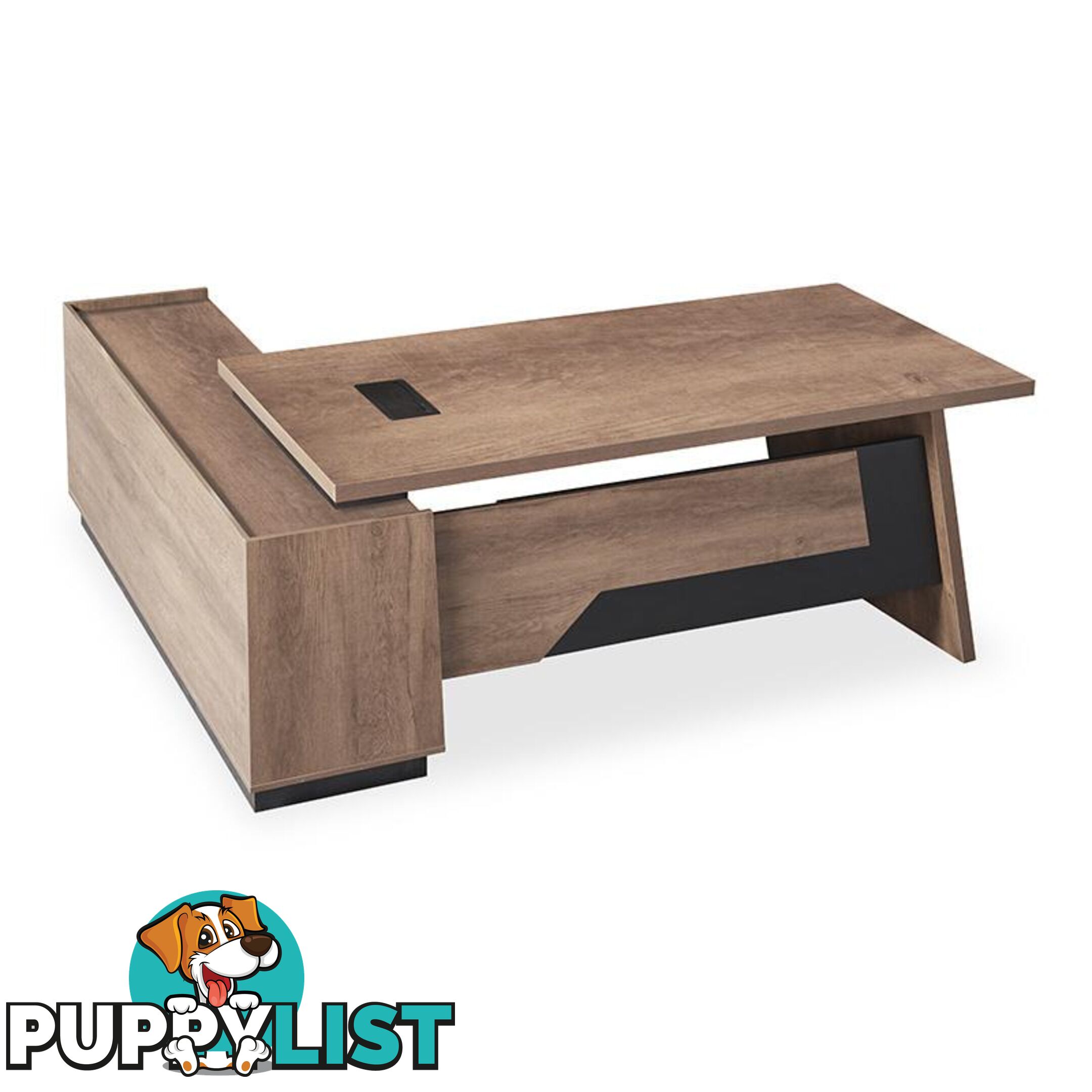 SUTTON Executive Desk with Right Return 1.8M - 2.0M - Warm Oak & Black - WF-M2507-R - 9334719011486