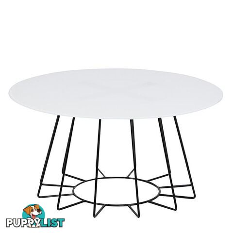 CYRUS Glass Coffee Table 80cm - White & Black - AC-H000020976 - 5705994877199