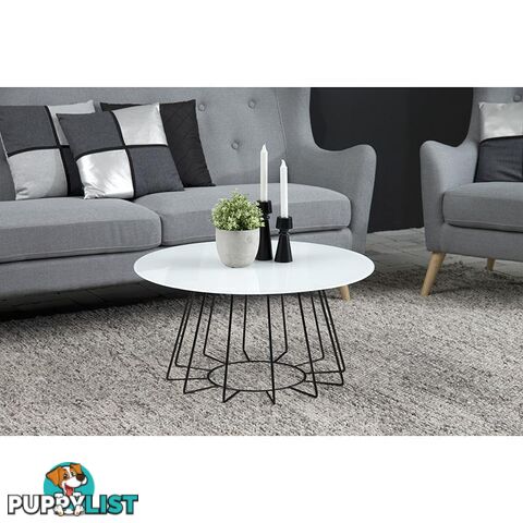 CYRUS Glass Coffee Table 80cm - White & Black - AC-H000020976 - 5705994877199