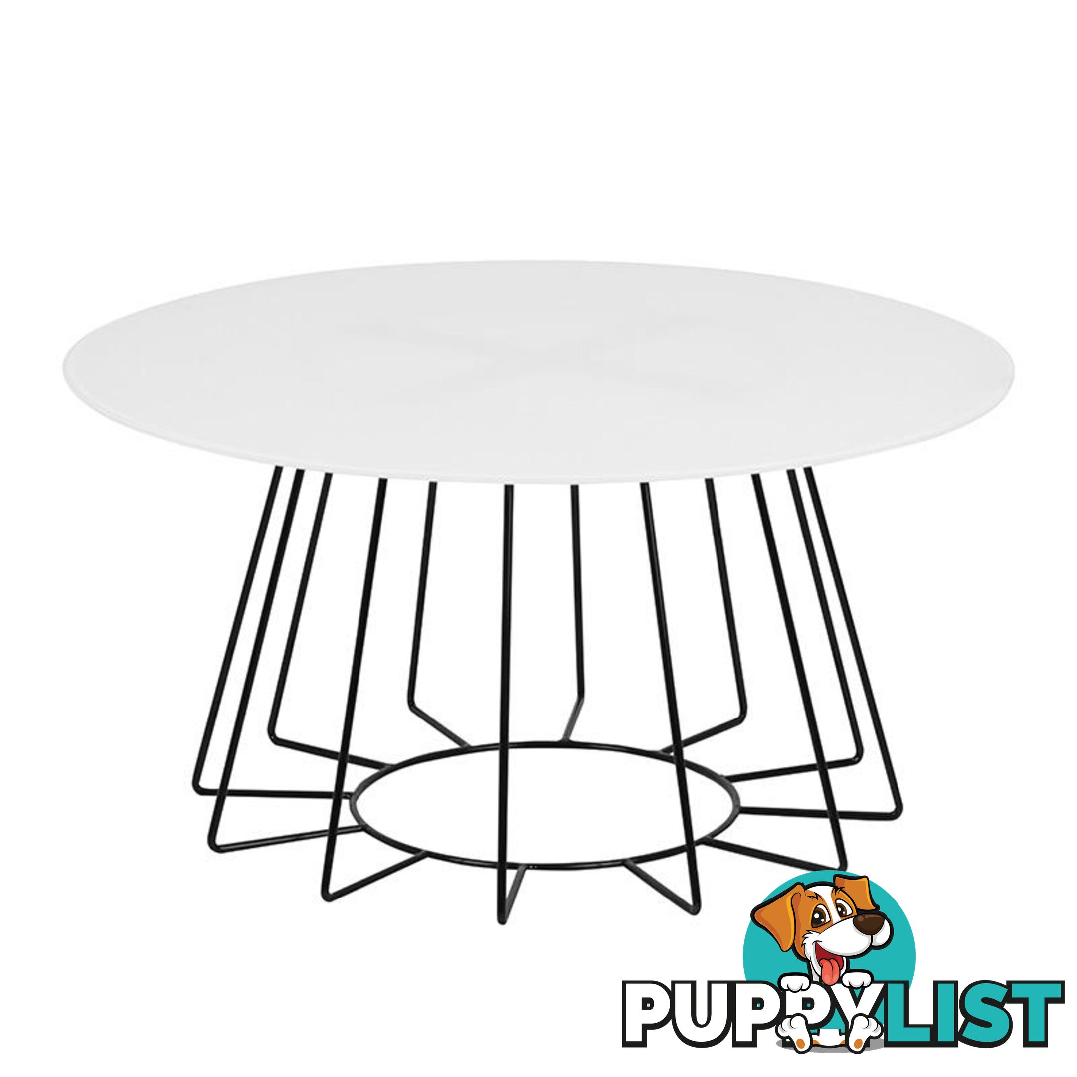 CYRUS Glass Coffee Table 80cm - White & Black - AC-H000020976 - 5705994877199