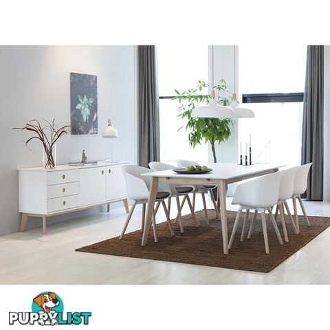 LIDAN Dining Chair - White & Natural - AC-22272-1 - 5706553430152