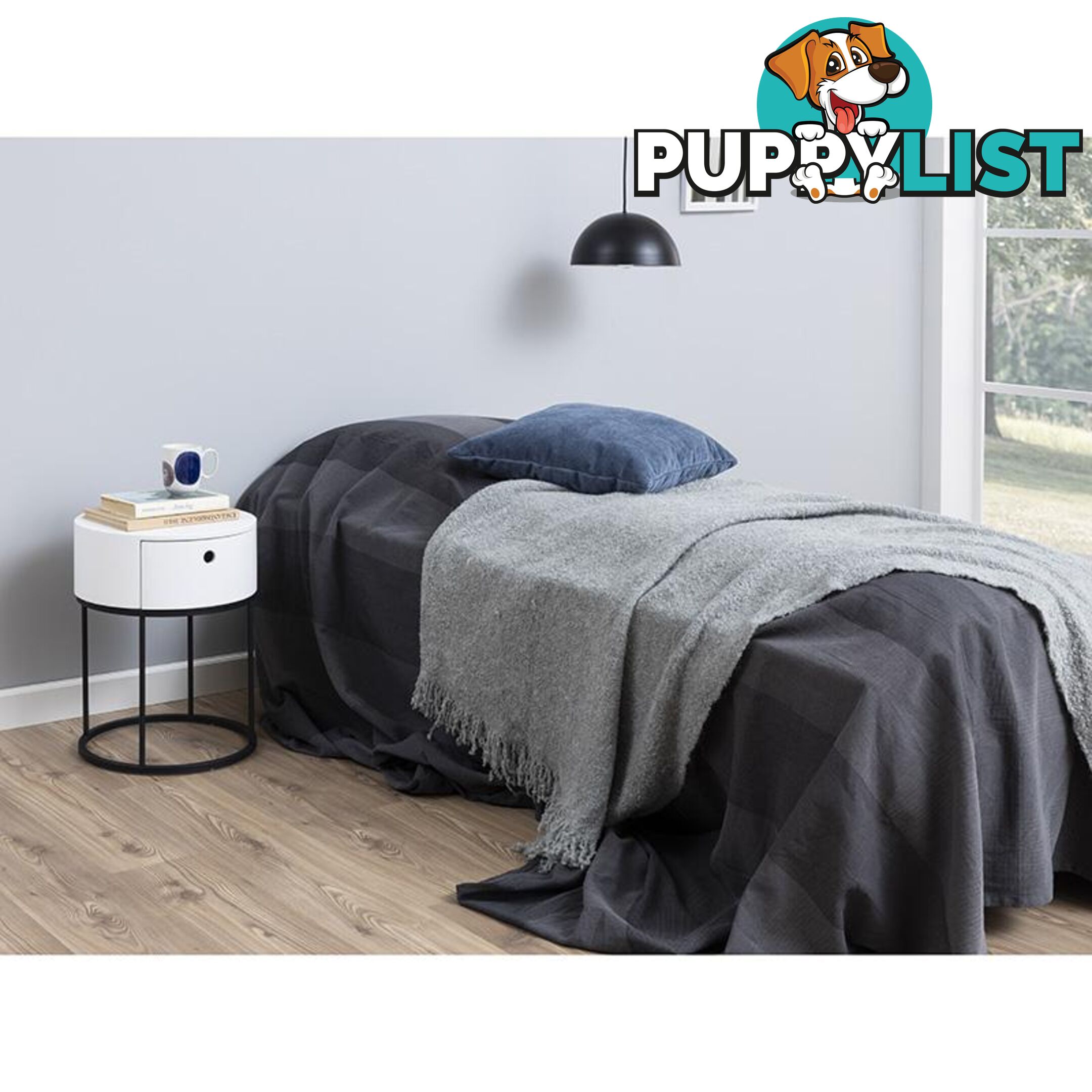 POLON Bedside Table 40cm - White & Black - AC-0000087871 - 5713941133892