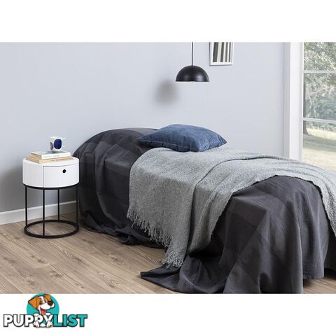 POLON Bedside Table 40cm - White & Black - AC-0000087871 - 5713941133892