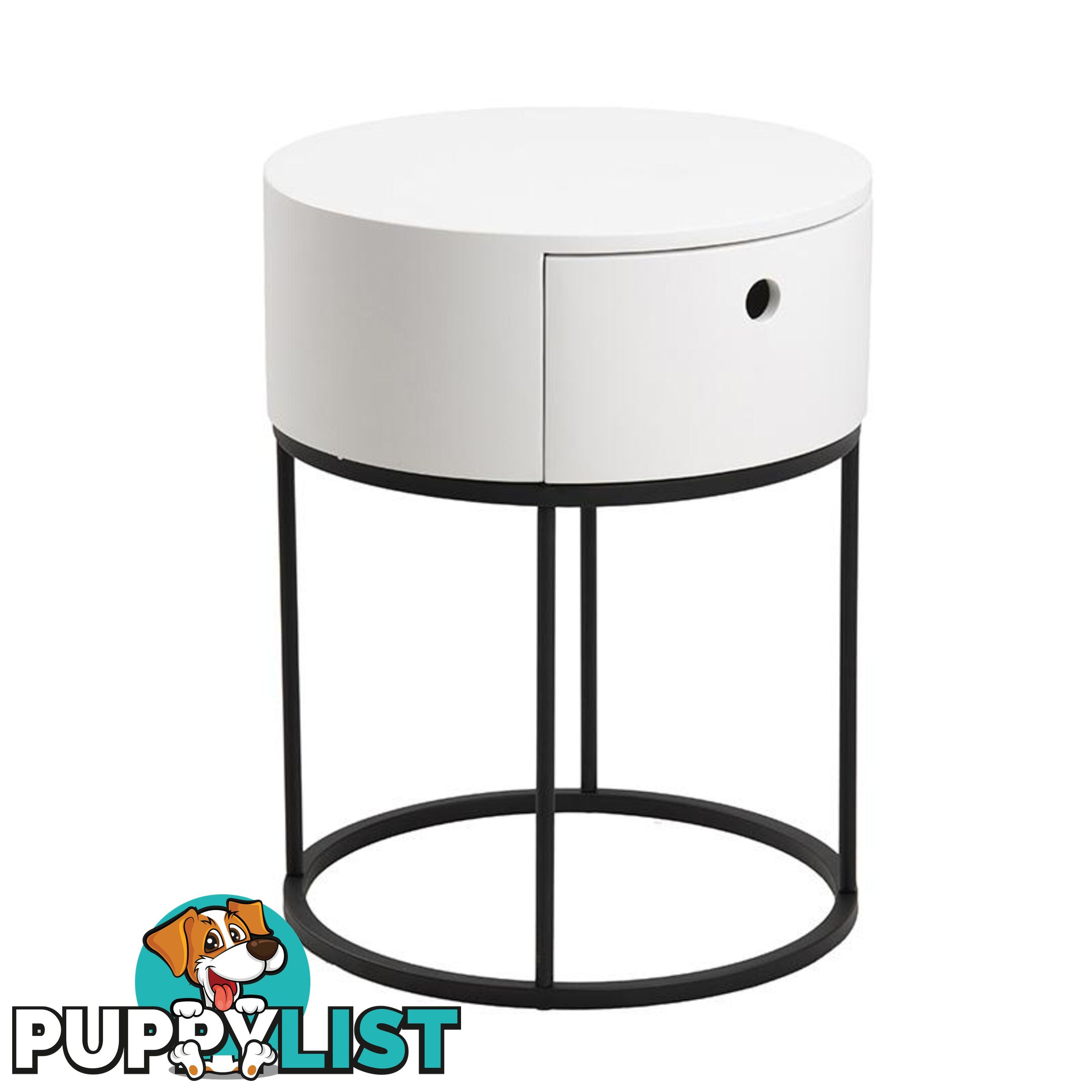 POLON Bedside Table 40cm - White & Black - AC-0000087871 - 5713941133892