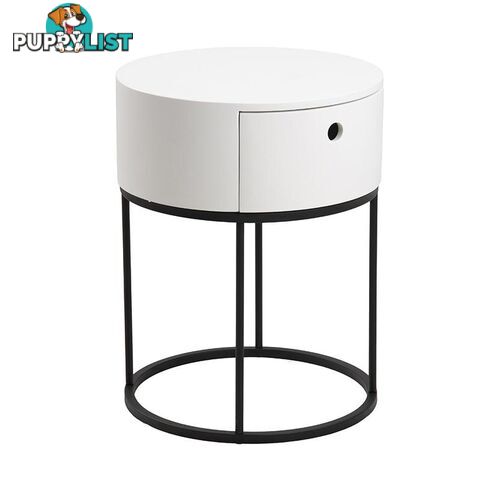 POLON Bedside Table 40cm - White & Black - AC-0000087871 - 5713941133892