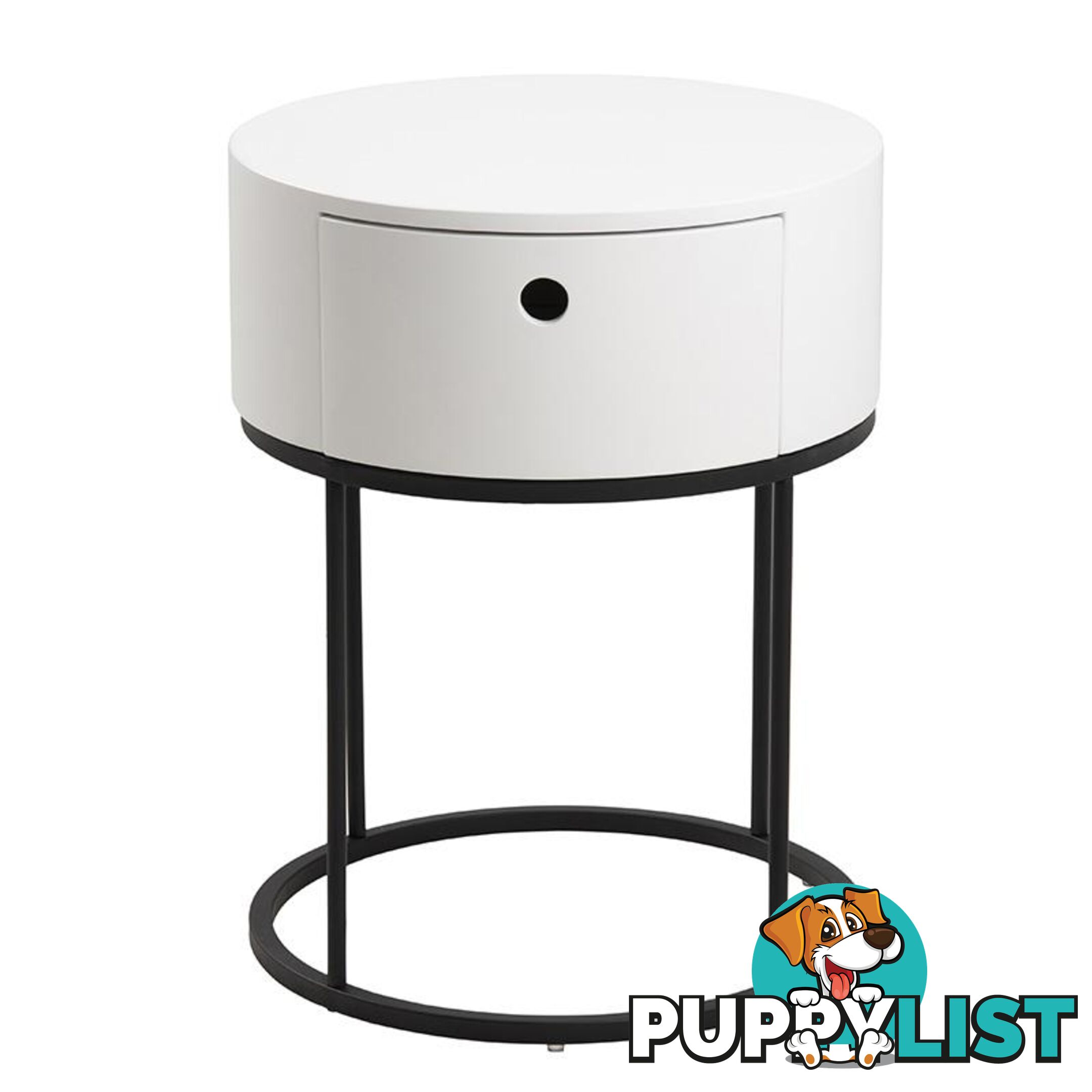 POLON Bedside Table 40cm - White & Black - AC-0000087871 - 5713941133892