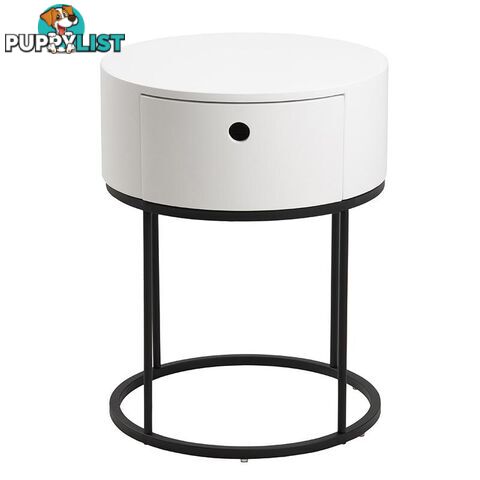 POLON Bedside Table 40cm - White & Black - AC-0000087871 - 5713941133892