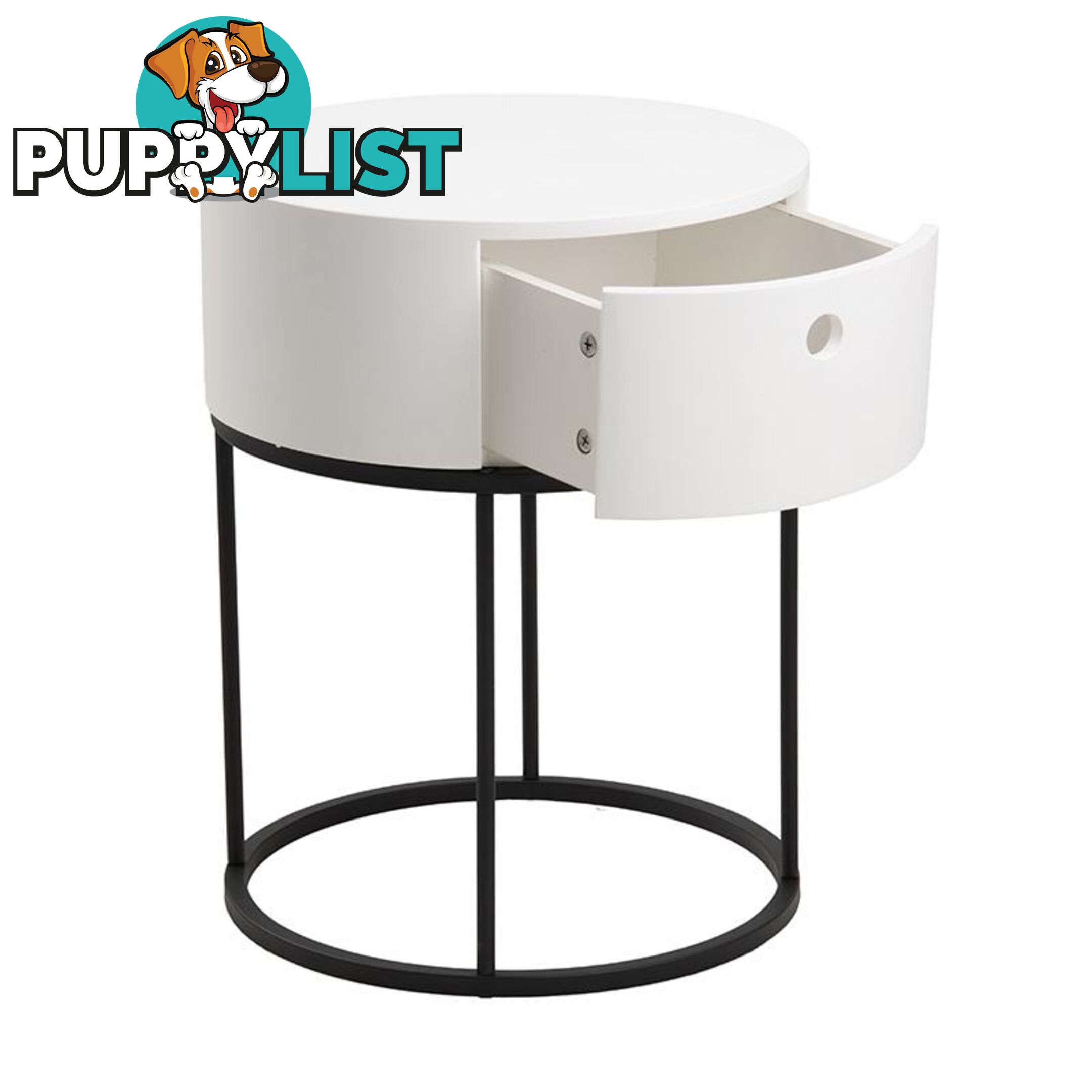 POLON Bedside Table 40cm - White & Black - AC-0000087871 - 5713941133892