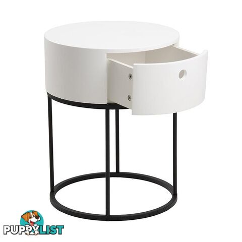 POLON Bedside Table 40cm - White & Black - AC-0000087871 - 5713941133892