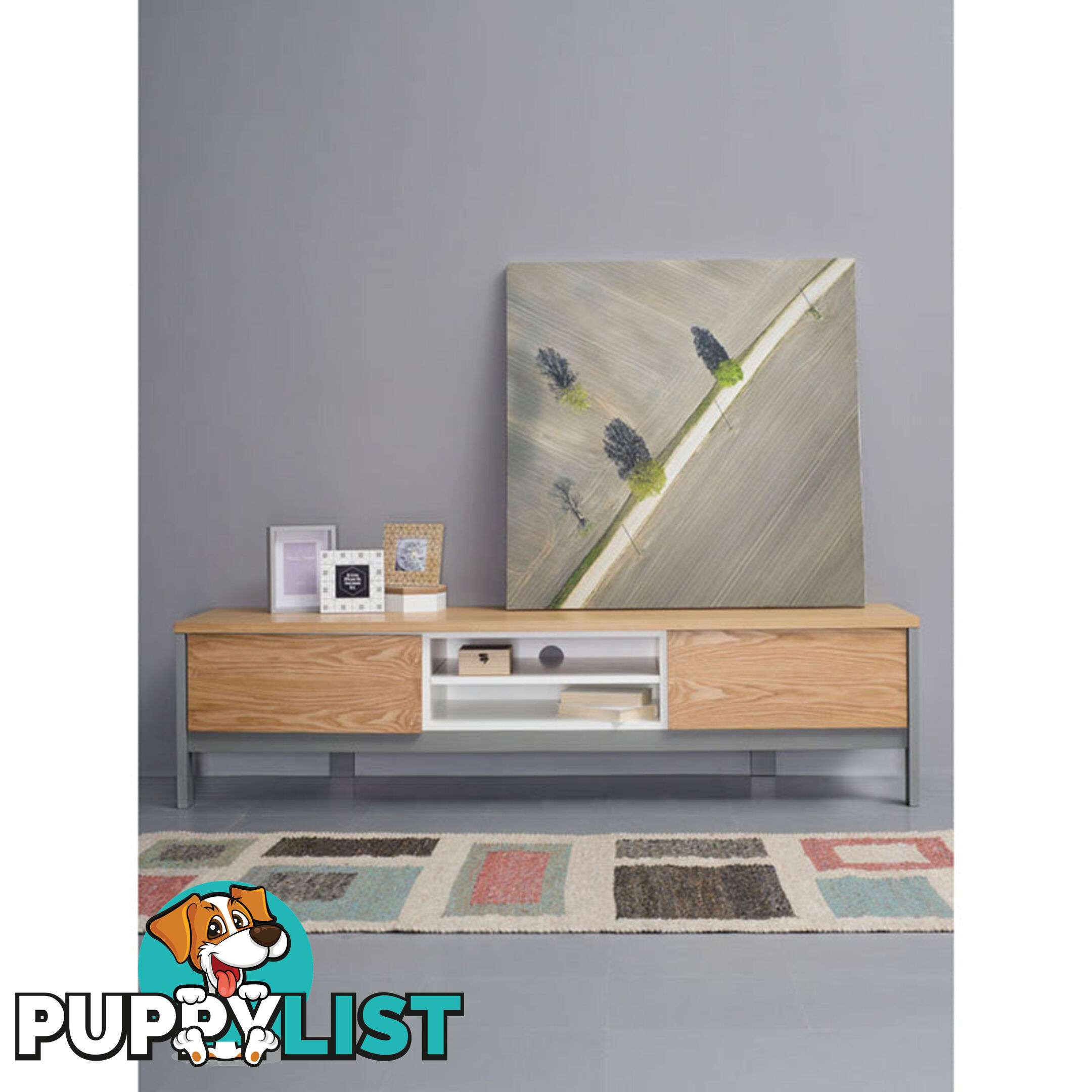 JARVY TV Entertainment Unit 186cm - Natural & Grey - 3369005 - 9334719008929