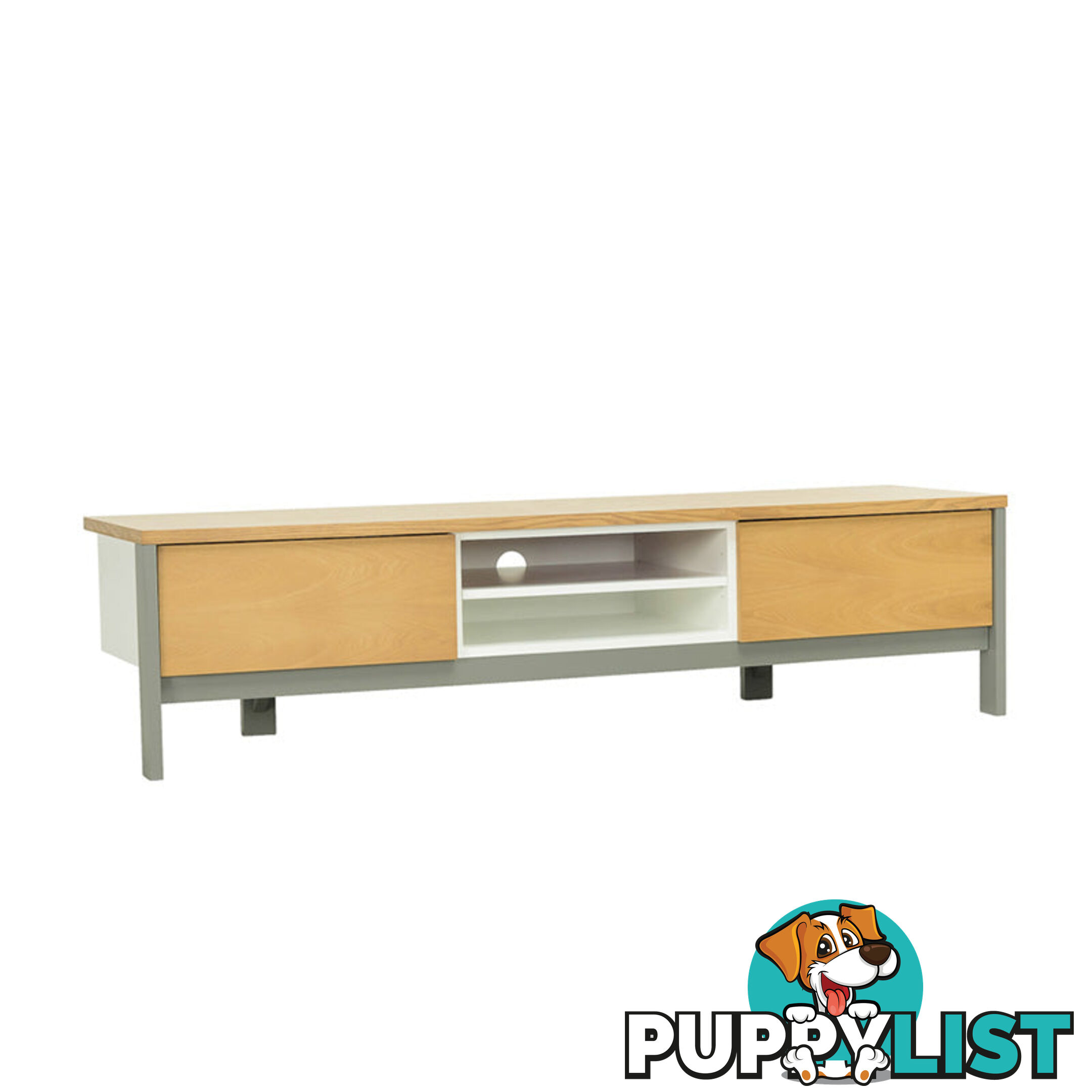 JARVY TV Entertainment Unit 186cm - Natural & Grey - 3369005 - 9334719008929