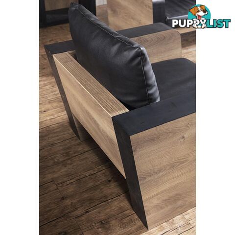 FRANCO Single Seater Sofa - Warm Oak & Black - WF-N2821-1 - 9334719003993