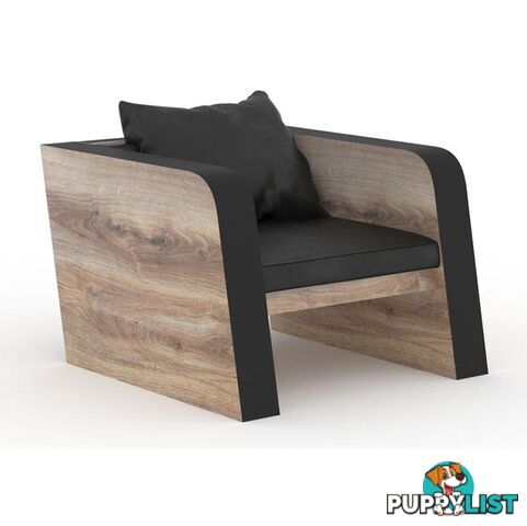 FRANCO Single Seater Sofa - Warm Oak & Black - WF-N2821-1 - 9334719003993