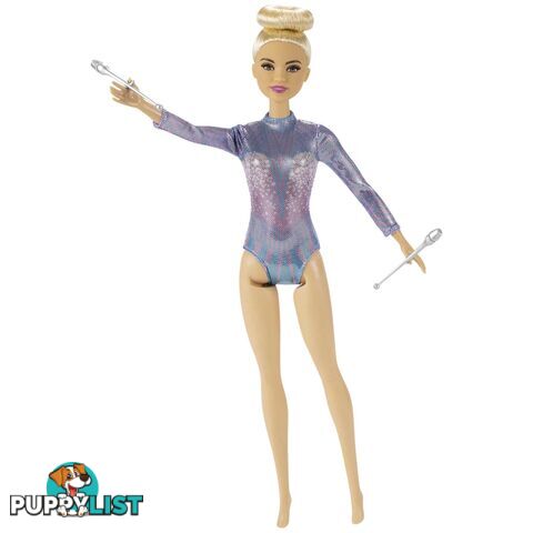 Barbie Rhythmic Gymnast Blonde Doll (12-in/30-cm) Leotard & Accessories - Magtn65 - 887961918755