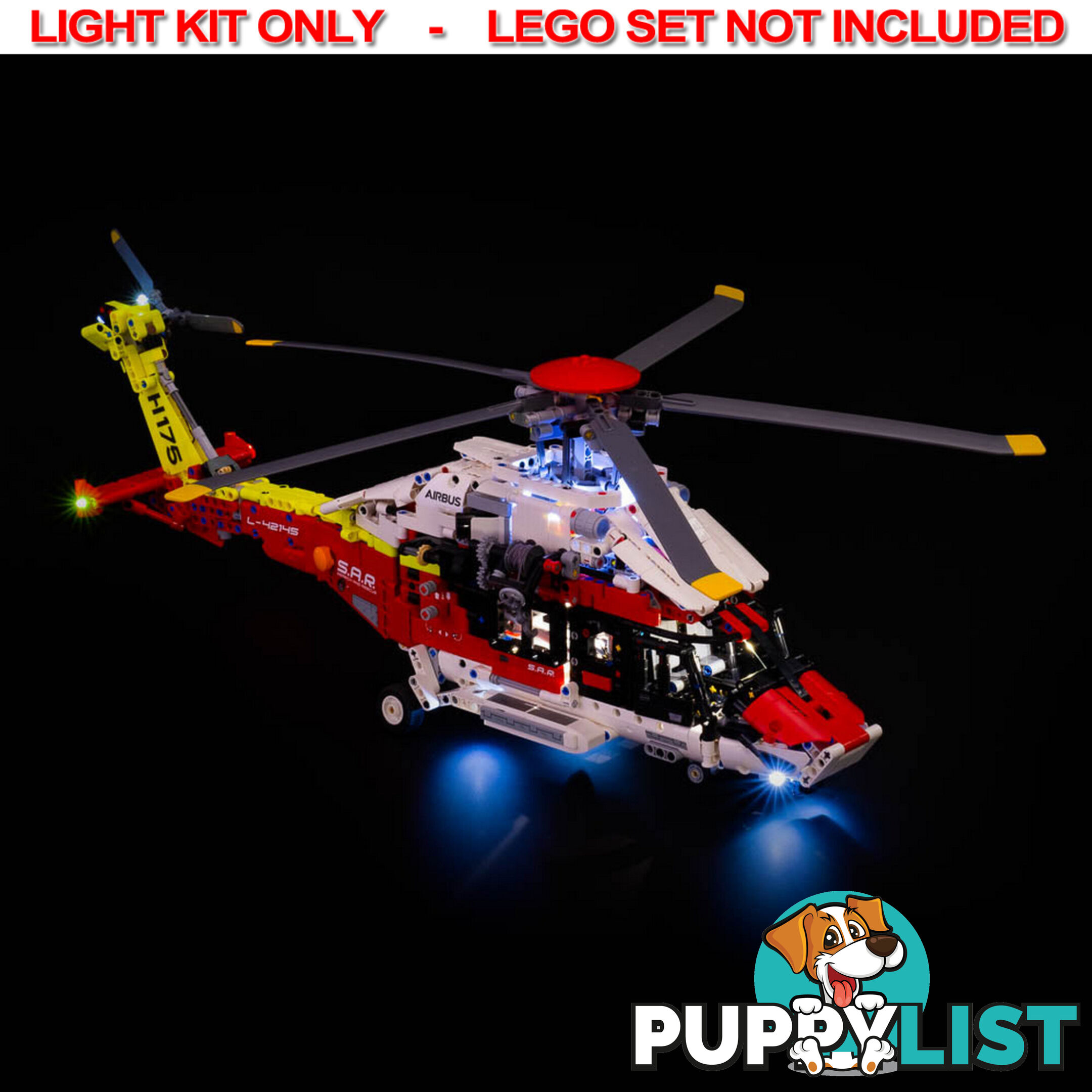 LIGHT KIT for LEGO Airbus H175 Rescue Helicopter 42145 - Light My Bricks - 754523893655