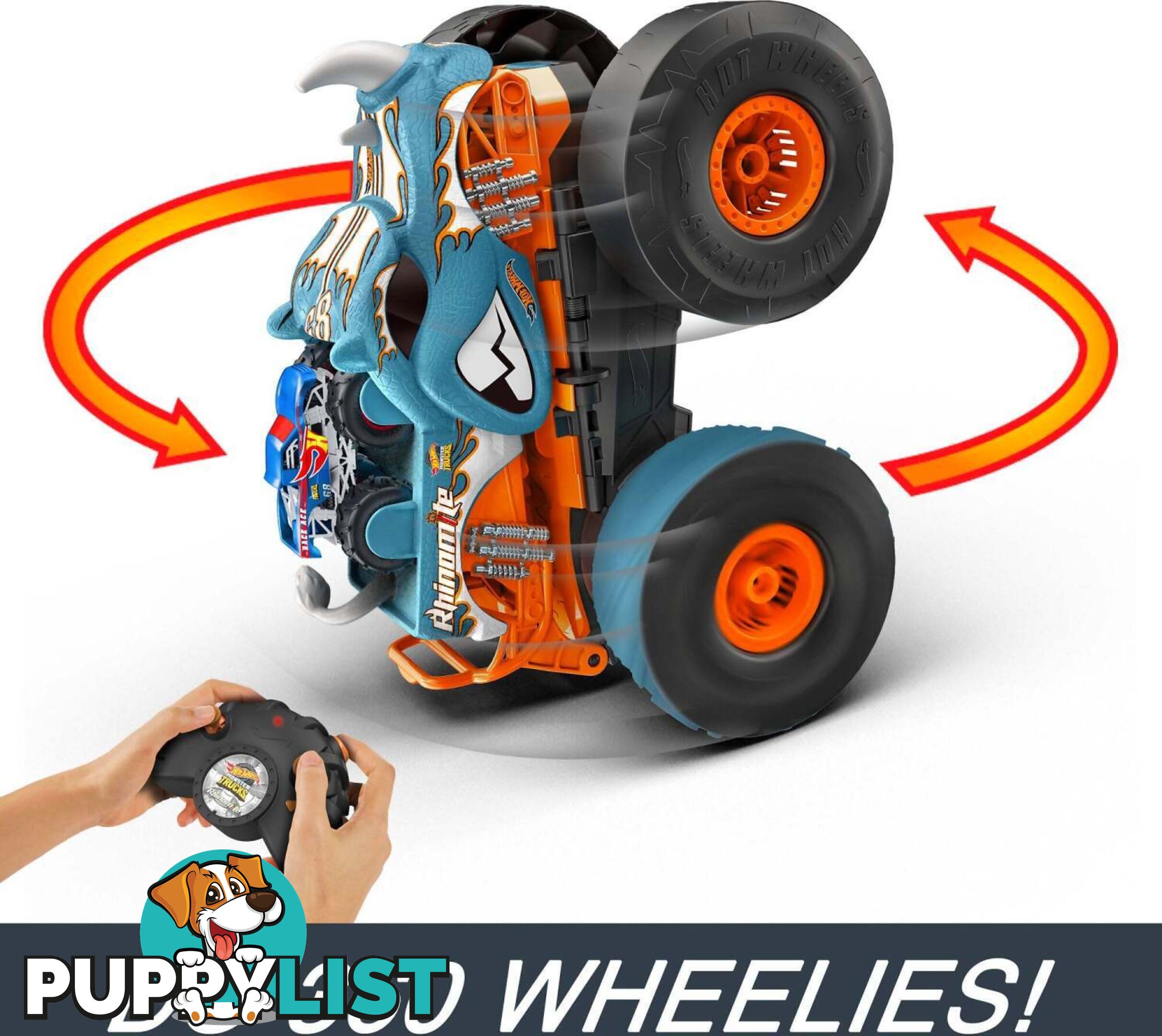 Hot Wheels - Monster Trucks Hw Transforming Rhinomite Rc In 1:12 Scale With 1:64 Scale Toy Truck - Mattel - Mahpk27 - 194735160990