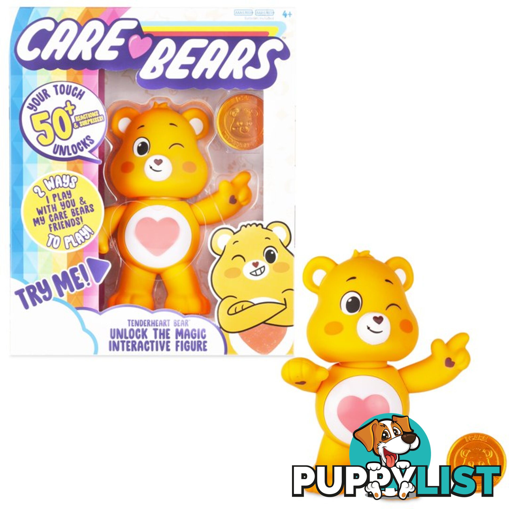 Care Bears - 5 Inch Interactive Figure - Tenderheart Bear - 50+ Reactions & Surprises! - Ages 4+ - Pr57782 - 885561220568