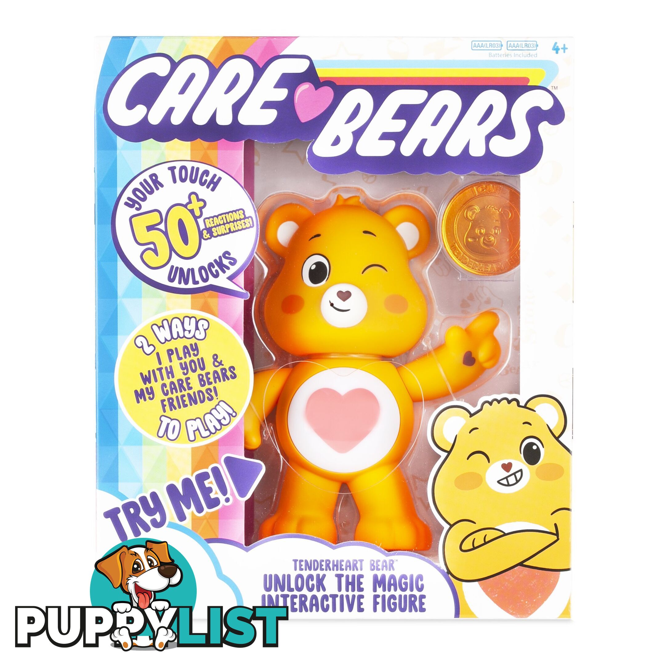 Care Bears - 5 Inch Interactive Figure - Tenderheart Bear - 50+ Reactions & Surprises! - Ages 4+ - Pr57782 - 885561220568