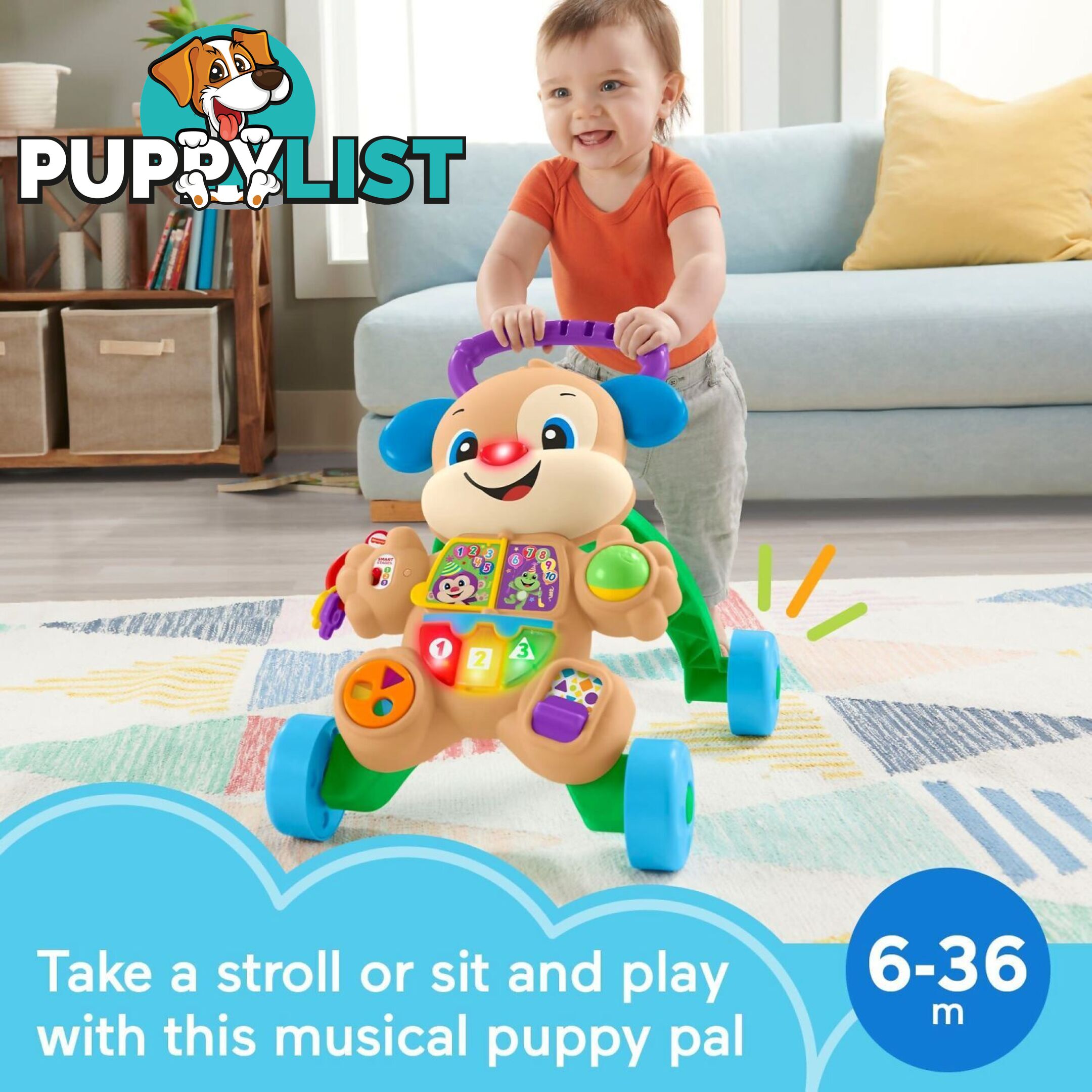 Fisher Price - Laugh & Learn Baby Walker With Smart Stages Learning Content Puppy - Mafhy94 - 887961531442