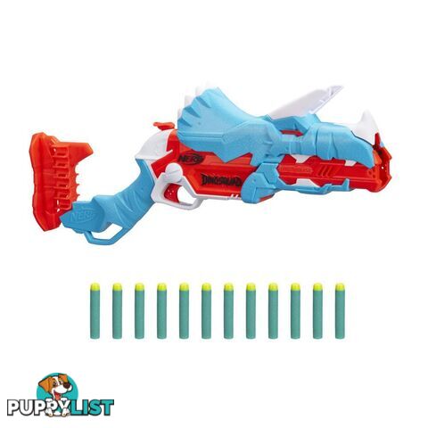 Nerf Dinosquad Tricera-blast Blaster Break-open 3-dart Loading 12 Nerf Darts Dart Storage Triceratops Dinosaur Design   F08032210 - 195166130590