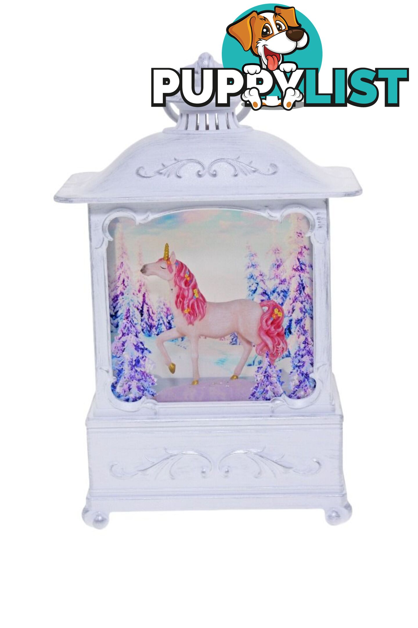 Cotton Candy -  White Glitter Lantern Pink Unicorn Med - Ccflnt49 - 9353468017228