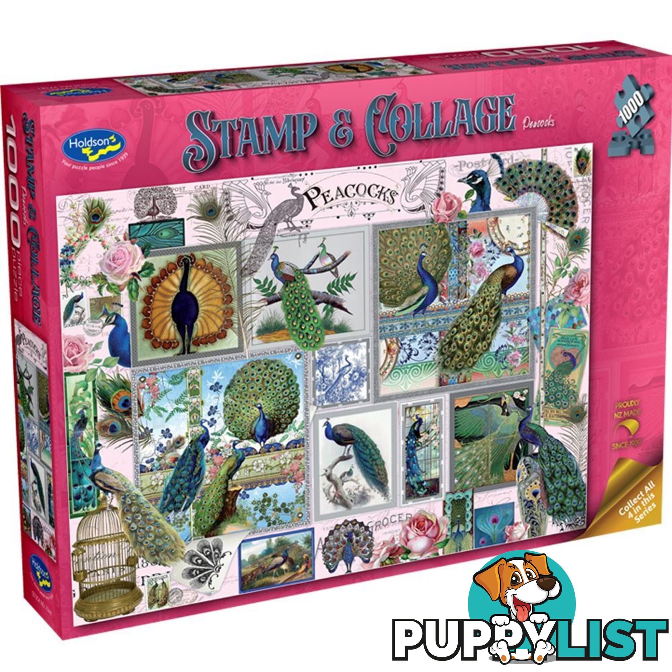 Holdson - Peacocks - Stamp & Collage Jigsaw Puzzle 1000 Pieces - Jdhol774616 - 9414131774616