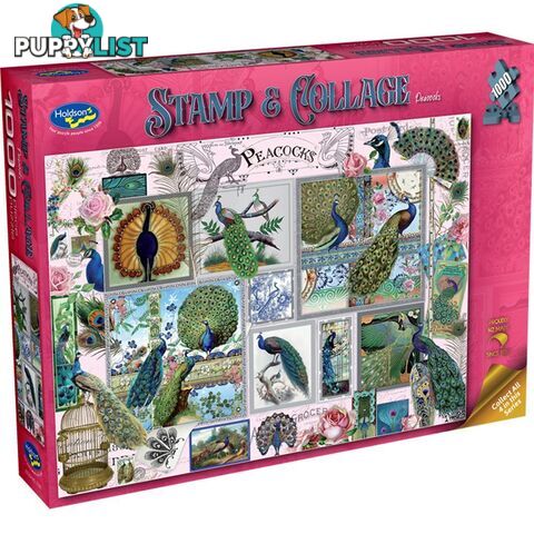 Holdson - Peacocks - Stamp & Collage Jigsaw Puzzle 1000 Pieces - Jdhol774616 - 9414131774616