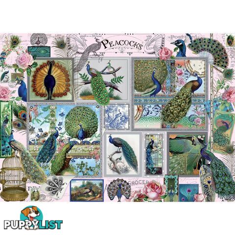 Holdson - Peacocks - Stamp & Collage Jigsaw Puzzle 1000 Pieces - Jdhol774616 - 9414131774616