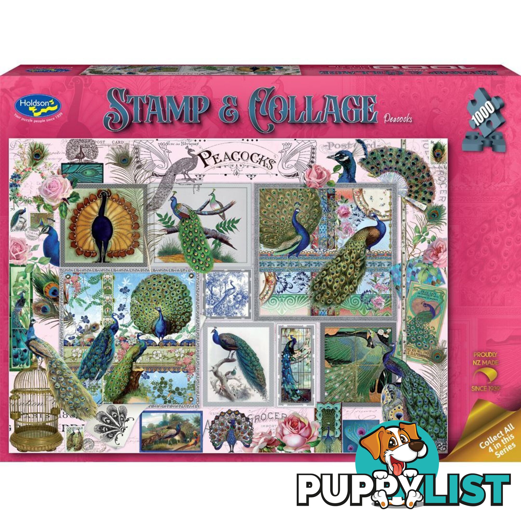 Holdson - Peacocks - Stamp & Collage Jigsaw Puzzle 1000 Pieces - Jdhol774616 - 9414131774616