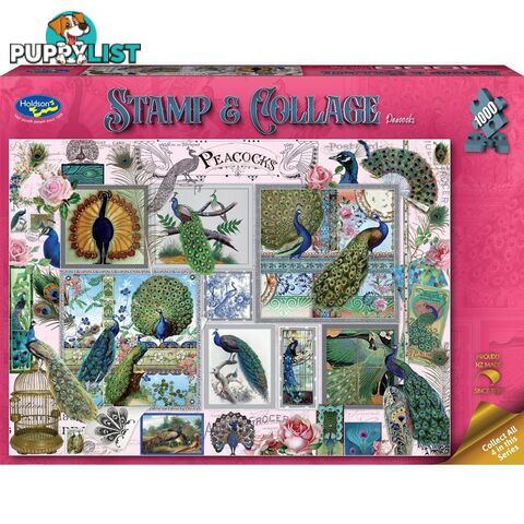 Holdson - Peacocks - Stamp & Collage Jigsaw Puzzle 1000 Pieces - Jdhol774616 - 9414131774616