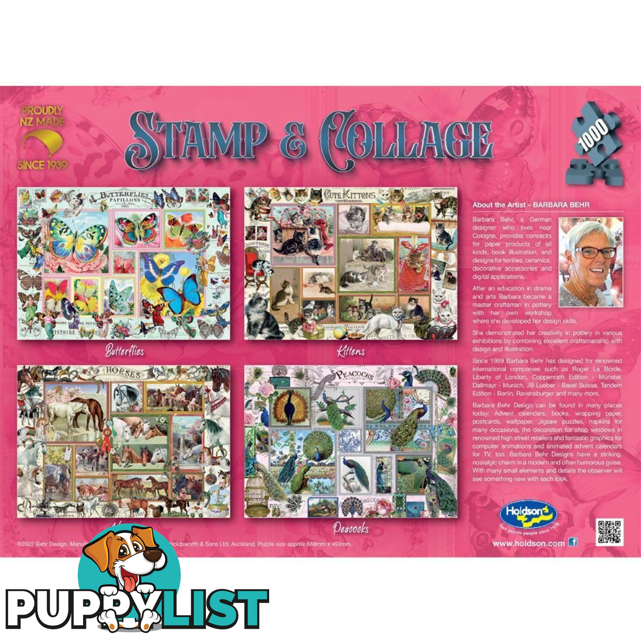 Holdson - Peacocks - Stamp & Collage Jigsaw Puzzle 1000 Pieces - Jdhol774616 - 9414131774616