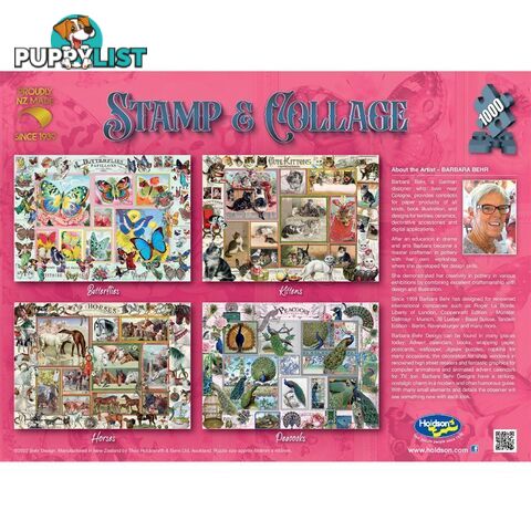 Holdson - Peacocks - Stamp & Collage Jigsaw Puzzle 1000 Pieces - Jdhol774616 - 9414131774616