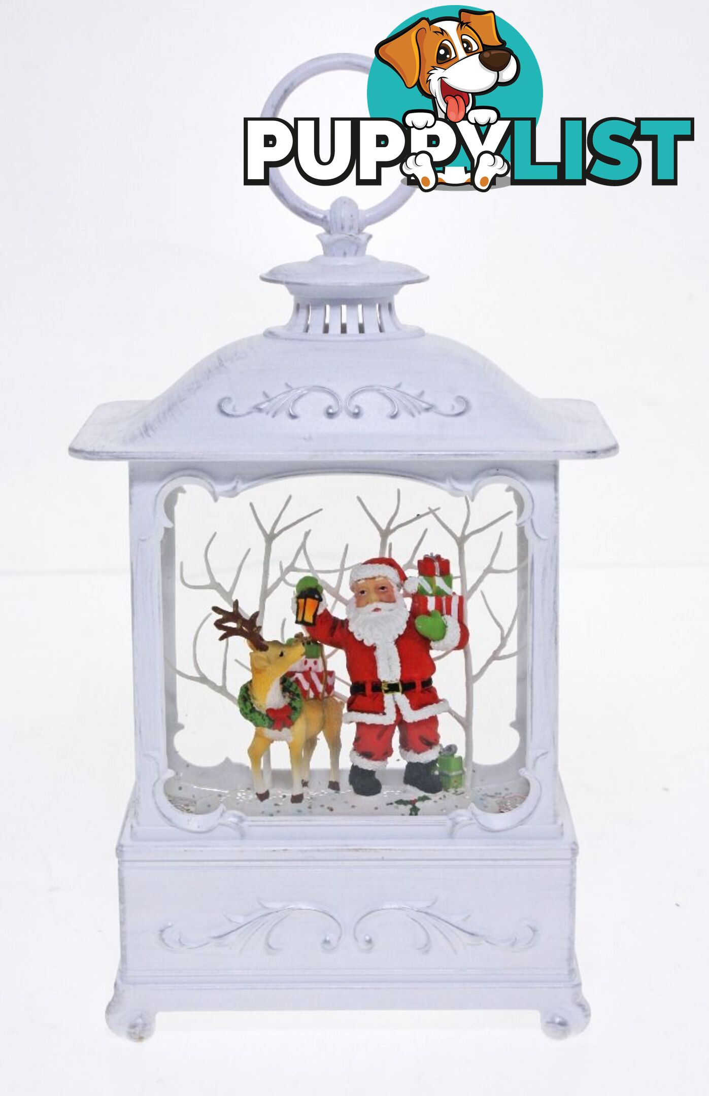 Cotton Candy - Xmas White Lantern Medium Santa & Deer - Ccxac418 - 9353468016658