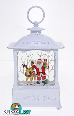 Cotton Candy - Xmas White Lantern Medium Santa & Deer - Ccxac418 - 9353468016658