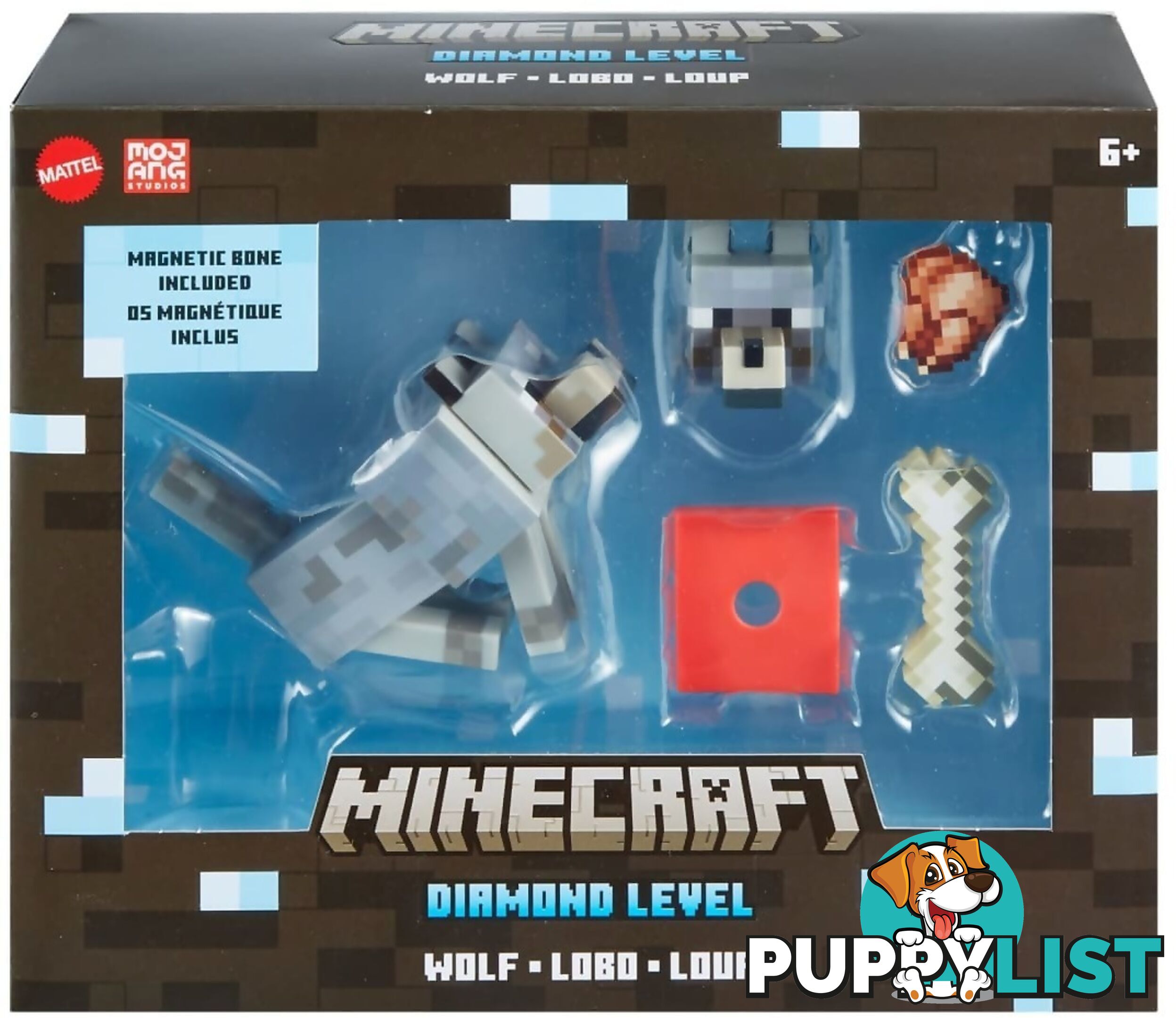 Minecraft - Diamond Wolf Action Figure With Accessories 5.5-inch Toy Collectible - Mattel - Mahln41 - 194735116041