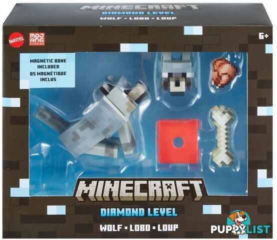 Minecraft - Diamond Wolf Action Figure With Accessories 5.5-inch Toy Collectible - Mattel - Mahln41 - 194735116041