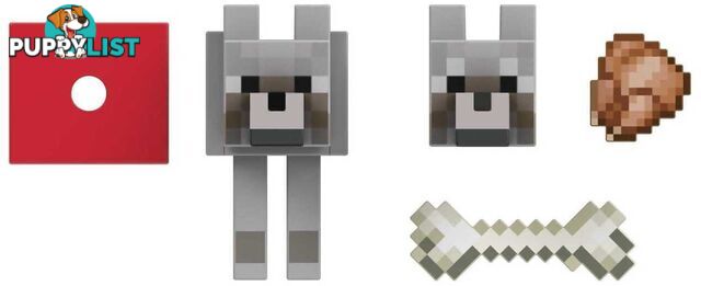 Minecraft - Diamond Wolf Action Figure With Accessories 5.5-inch Toy Collectible - Mattel - Mahln41 - 194735116041