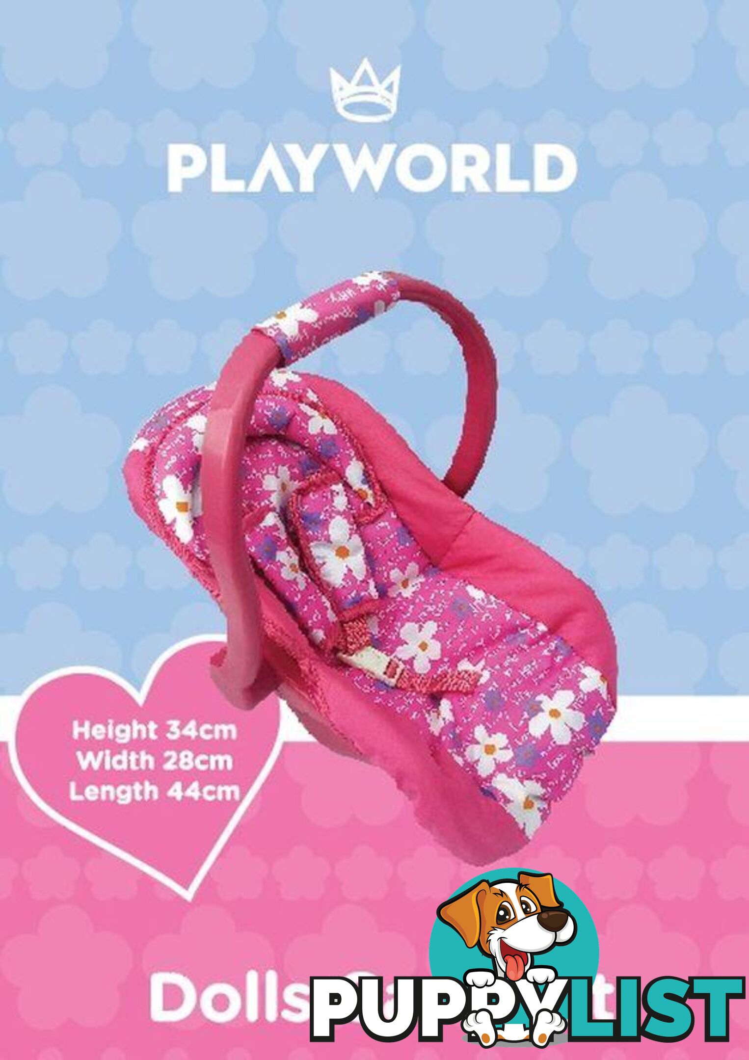 Playworld - Dolls Car Seat Pink Art64746 - 9329011709674