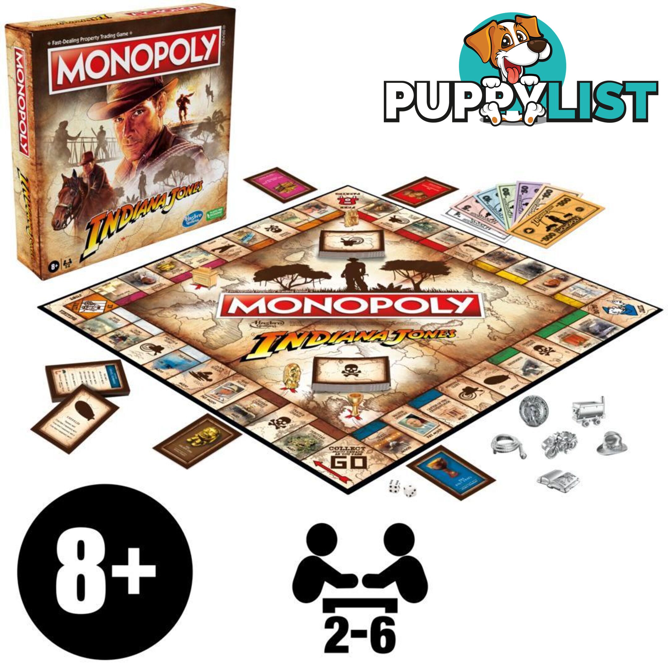 Monopoly Indiana Jones Board Game For 2-6 Players Hasbro - Hbf41120000 - 195166193199